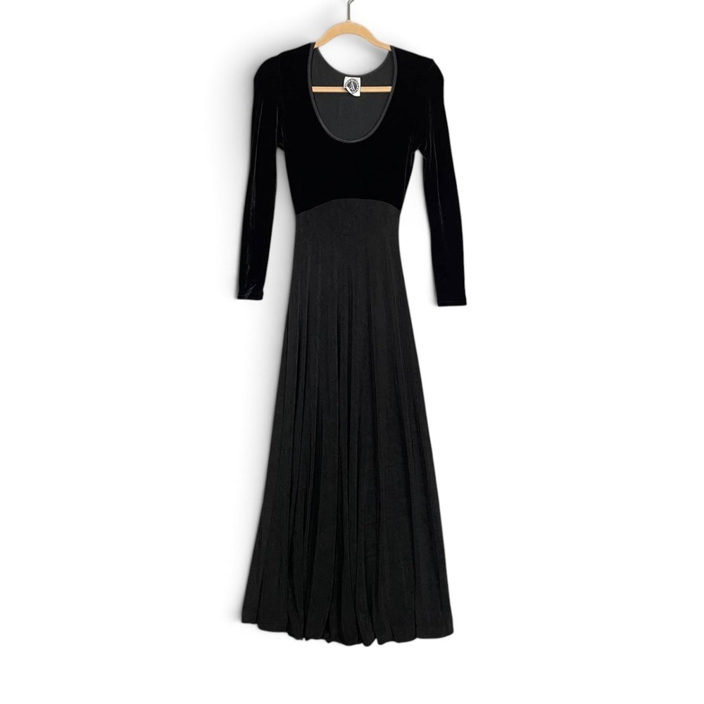 Vintage Alexia Admor Black Velvet Empire Waist Long Sleeve Maxi Dress Gothic XS